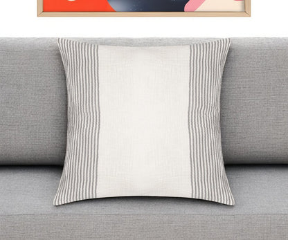 22" Blue Striped Cotton Throw Pillow