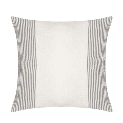 22" Beige and Ivory Striped Cotton Throw Pillow