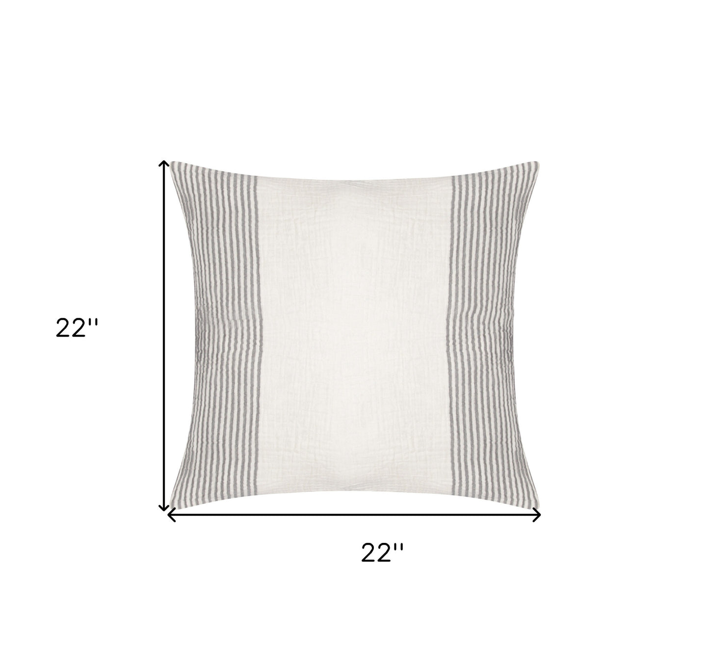 22" Beige and Ivory Striped Cotton Throw Pillow