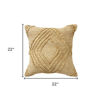 22" X 22" Brown Jute Diamond Throw Pillow