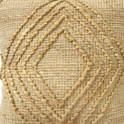 22" X 22" Brown Jute Diamond Throw Pillow