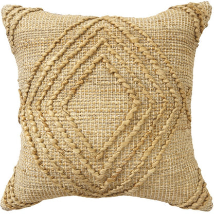 22" X 22" Brown Jute Diamond Throw Pillow