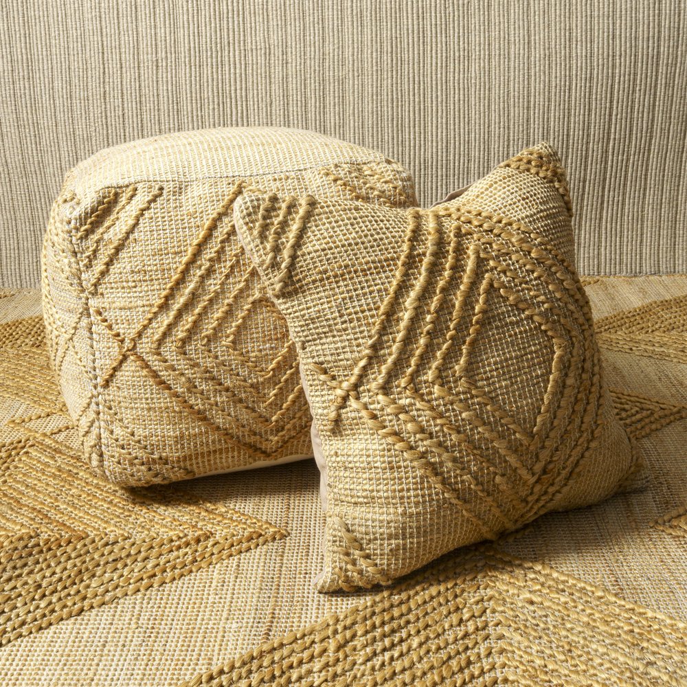22" X 22" Brown Jute Diamond Throw Pillow