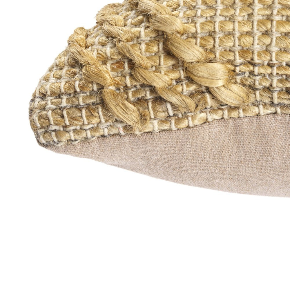 22" X 22" Brown Jute Diamond Throw Pillow