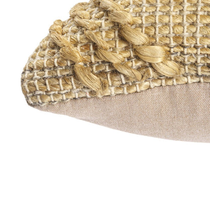 22" X 22" Brown Jute Diamond Throw Pillow