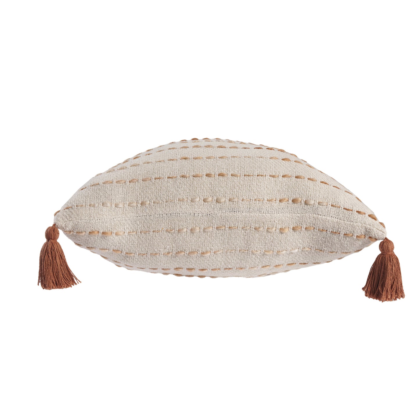 20" White Cotton Pillow With Tassels Edges