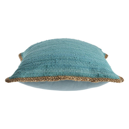 Set of Two 20" Turquoise Cotton And Jute Throw Pillows with Texture
