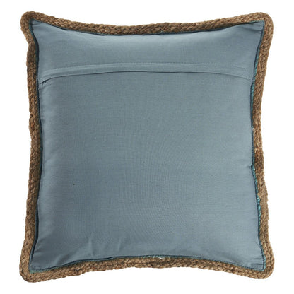 Set of Two 20" Turquoise Cotton And Jute Throw Pillows with Texture