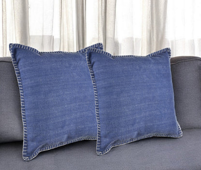 Set of Two Light Gray Cotton Throw Pillow