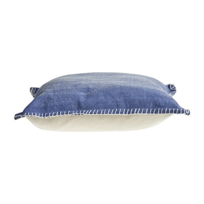 Set of Two Blue Cotton Throw Pillow