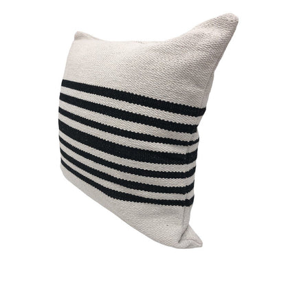 Set of Two Black and White Striped Cotton Throw Pillow