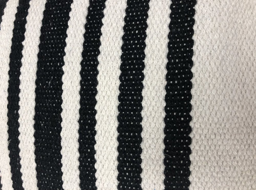 Set of Two Black and White Striped Cotton Throw Pillows