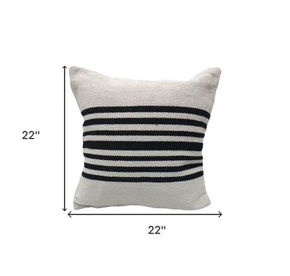 Set of Two Black and White Striped Cotton Throw Pillows