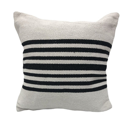 Set of Two Black and White Striped Cotton Throw Pillows