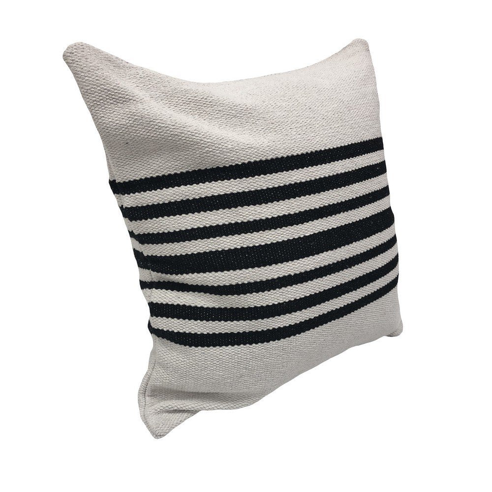 Set of Two Black and White Striped Cotton Throw Pillows