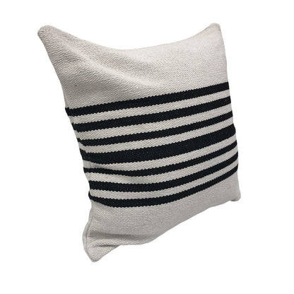 Set of Two Black and White Striped Cotton Throw Pillows