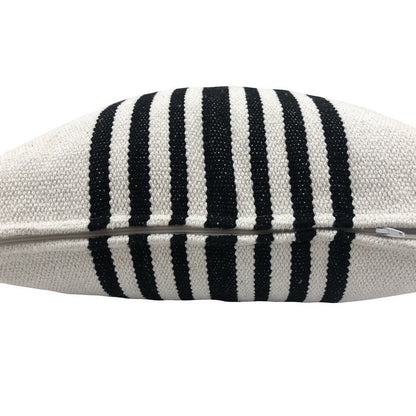 Set of Two Black and White Striped Cotton Throw Pillows
