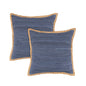 Set of Two 20" Turquoise Cotton And Jute Throw Pillows with Texture
