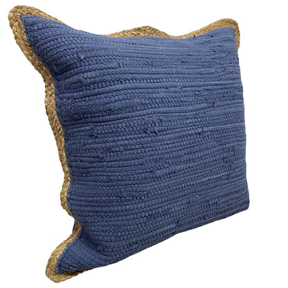 Set of Two 20" Gray And Natural Cotton And Jute Throw Pillows