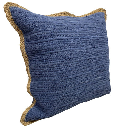 Set of Two 20" Turquoise Cotton And Jute Throw Pillows with Texture