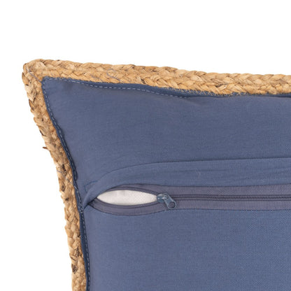Set of Two 20" Gray And Natural Cotton And Jute Throw Pillows
