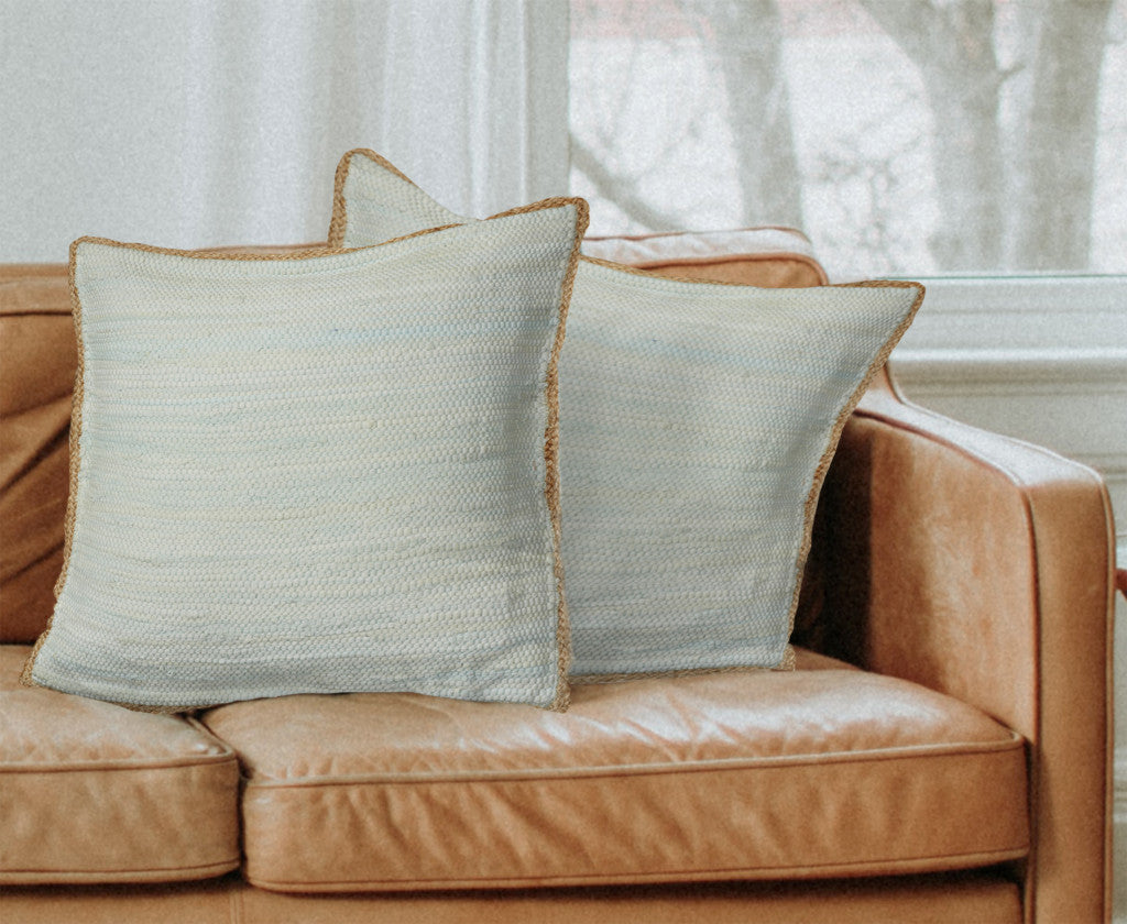 Set of Two Yellow Cotton Throw Pillow