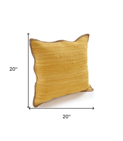 Set of Two 20" Gray And Natural Cotton And Jute Throw Pillows