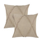 Set of Two Taupe and Brown Diamond Cotton Throw Pillow With Fringes