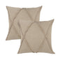 Set of Two Taupe and Brown Diamond Cotton Throw Pillow With Fringes