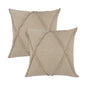 Set of Two Taupe and Brown Diamond Cotton Throw Pillow With Fringes
