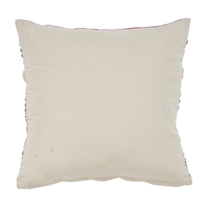 Set of Two Pink Striped Cotton Throw Pillows With Fringe