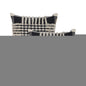 Set of Two Black and Ivory Plaid Cotton Throw Pillow With Fringe