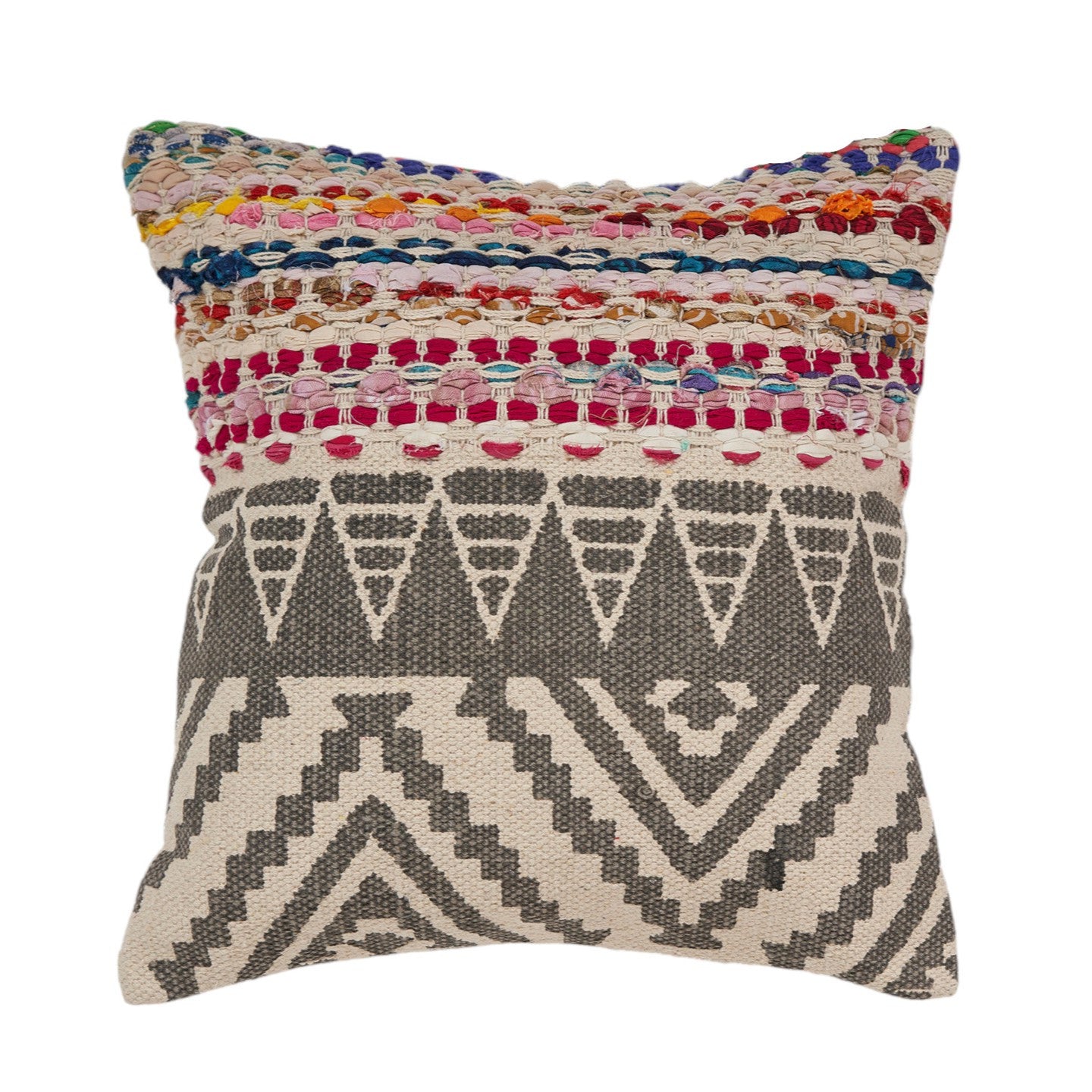 Set of Two Gray Chevron Cotton Throw Pillow