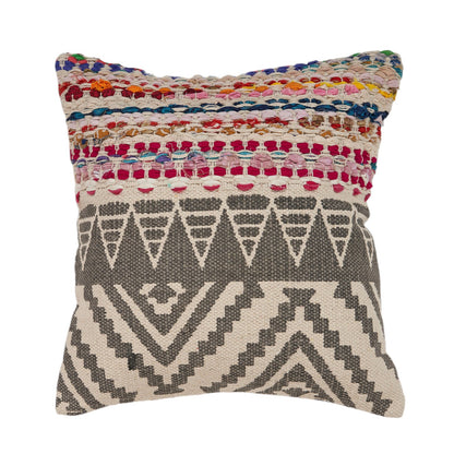 Set of Two Gray Chevron Cotton Throw Pillow