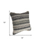 Set of Two 18" Black Gray and Ivory Striped Cotton Blend Throw Pillows with Texture