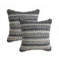 Set of Two 18" Black Gray and Ivory Striped Cotton Blend Throw Pillows with Texture