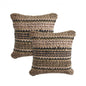 Set of Two 18" Black Gray and Ivory Striped Cotton Blend Throw Pillows with Texture