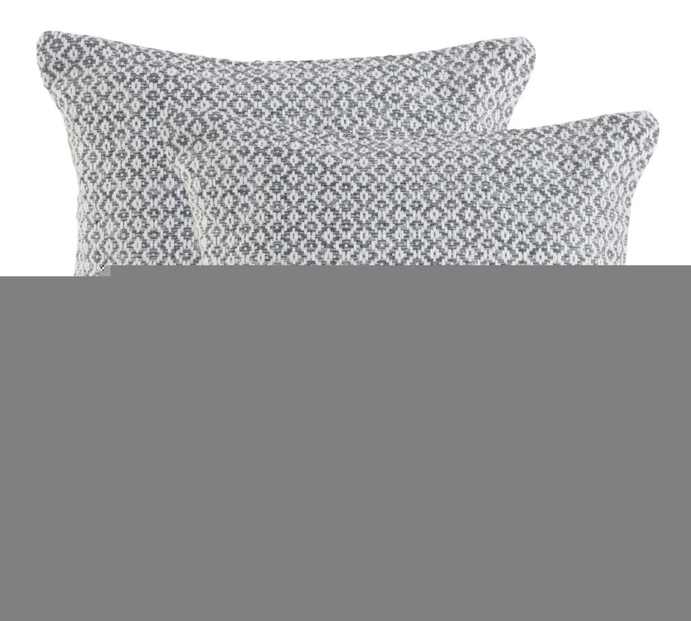 Set of Two Gray Chevron Cotton Throw Pillow