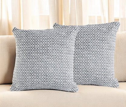 Set of Two Gray and White Geometric Cotton Throw Pillow
