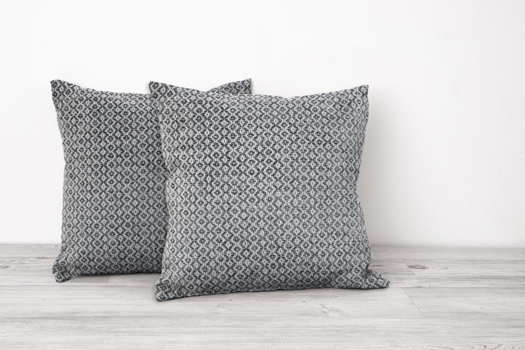 Set of Two Gray and White Geometric Cotton Throw Pillow