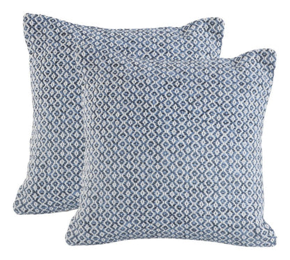 Set of Two Blue Chevron Cotton Throw Pillows
