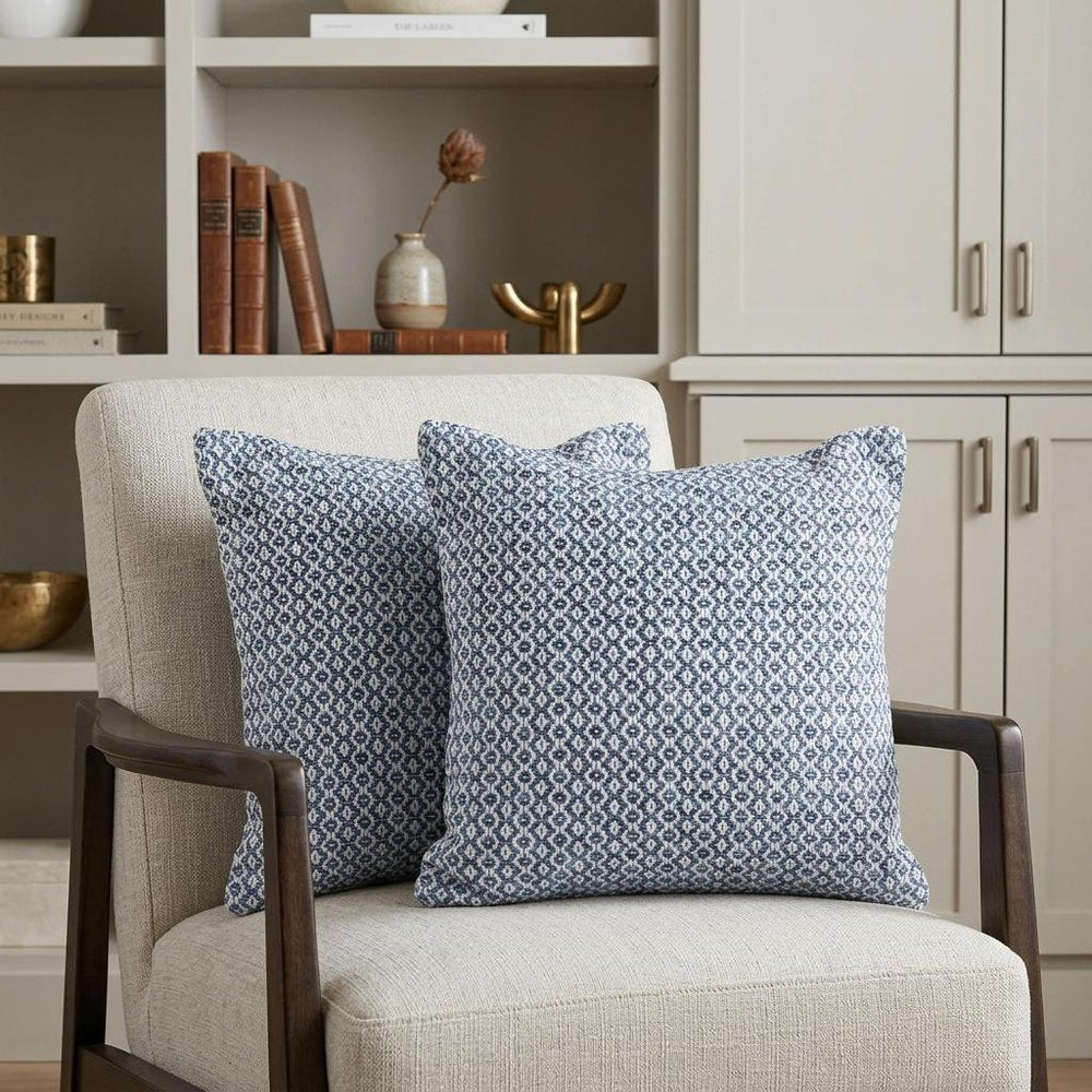 Set of Two Gray Chevron Cotton Throw Pillow