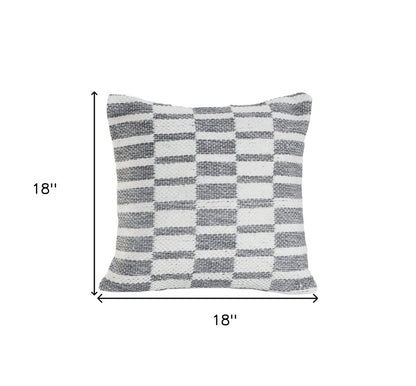 Set of Two 18" Gray Geometric Cotton Throw Pillows