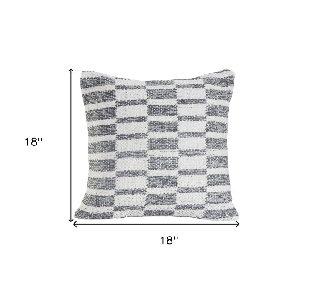 Set of Two 18" Gray Geometric Cotton Throw Pillows