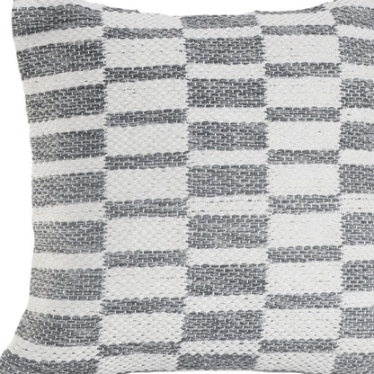 Set of Two Gray Geometric Cotton Throw Pillow