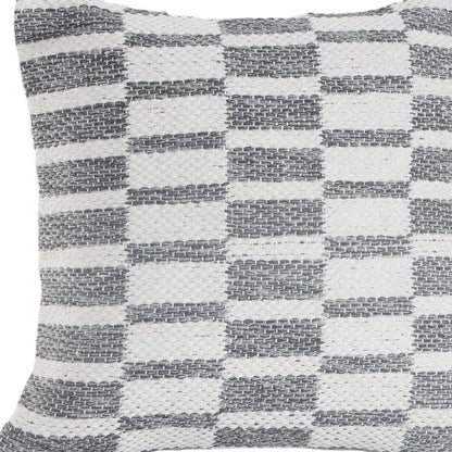 Set of Two 18" Gray Geometric Cotton Throw Pillows