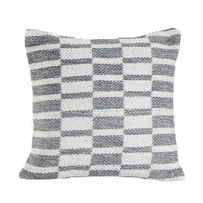 Set of Two Gray Geometric Cotton Throw Pillow