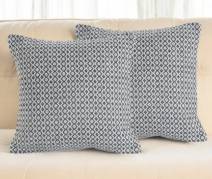 Set of Two Blue Chevron Cotton Throw Pillow