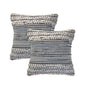 Set of Two 18" Blue And Ivory Cotton Throw Pillows with Texture