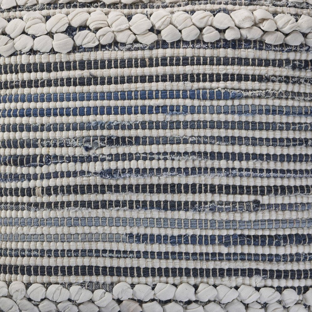 Set of Two 18" Blue And Ivory Cotton Throw Pillows with Texture